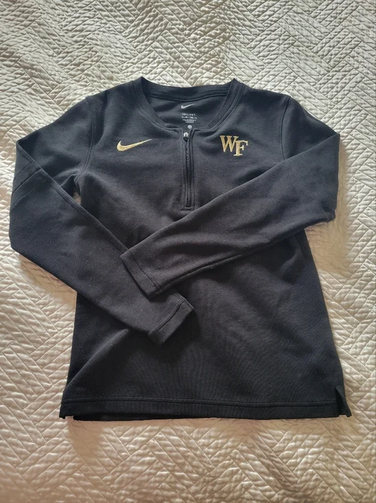 Nike Dri Fit Half Zip Pullover Black Gold Logo XS Athletic Minimal - Picture 3 of 6